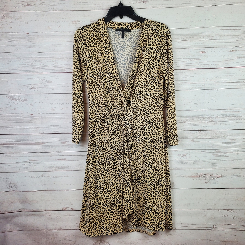 Bcbgmaxazria cheetah print faux wrap dress
